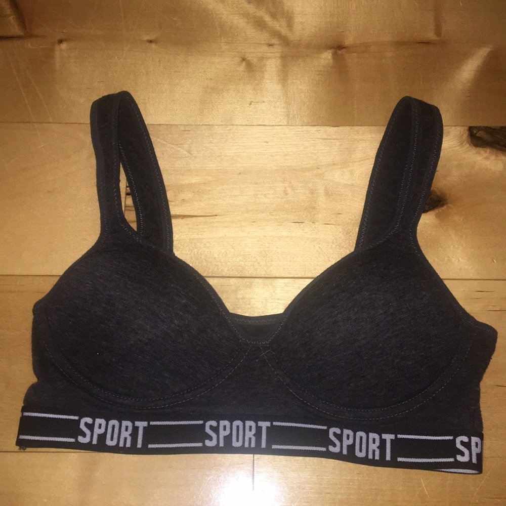 NWOT Dark Grey Pullover Light Padded Sports Bra